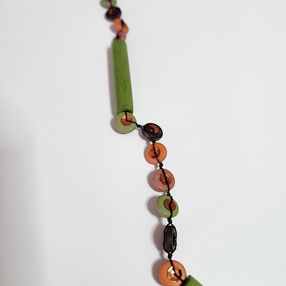 Caracol green brown orange necklace - Picture 2 of 7